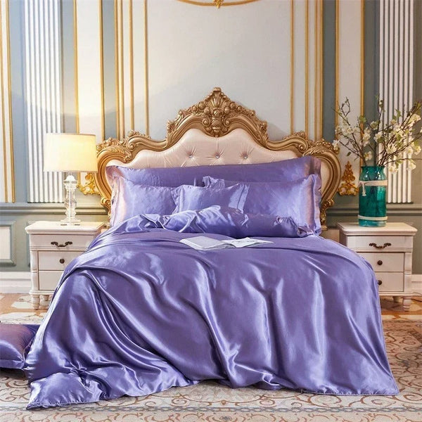 Quilt Covers Beddings Light Purple Us King Size 3 Piece Satin Duvet Cover Set Polyester