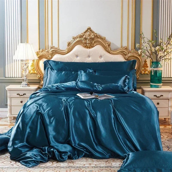 Other Bedding Beddings Blue Eu Single Size 2 Pcs Satin Smooth Duvet Cover Set Polyester