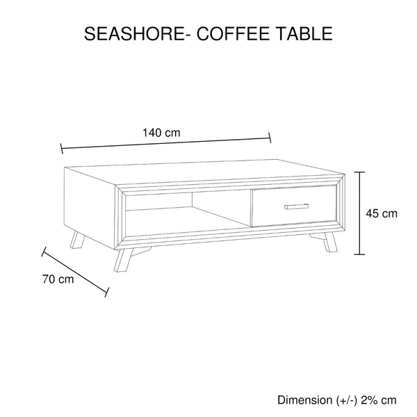 Coffee Tables Coffee Table Solid Wood Acacia & Veneer Frame 2 Drawers Storage Sliver Brush Colour