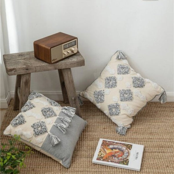 Cushions & Decorative Pillows Ins Moroccan Style Cushion Cover Geometric Tufted Cotton Embroidered Pillowcase 45 X 45Cm S1