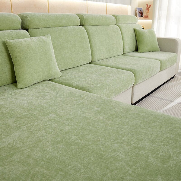 Slipcovers Sofa Cover Mint Green L Shape Polyester Chenille Thick Stretchable Cushion Slipcover