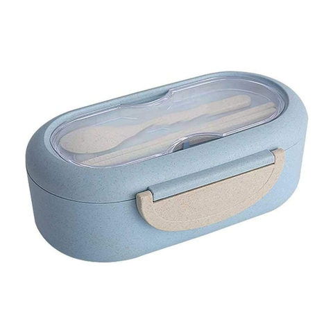 Japanese Wheat Straw Bento Box With Tableware Microwaveable Double Layer Lunchbox