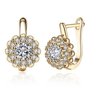 Earrings K Gold Zircon Earring Buckle Romantic Diamond Set Clip Champagne