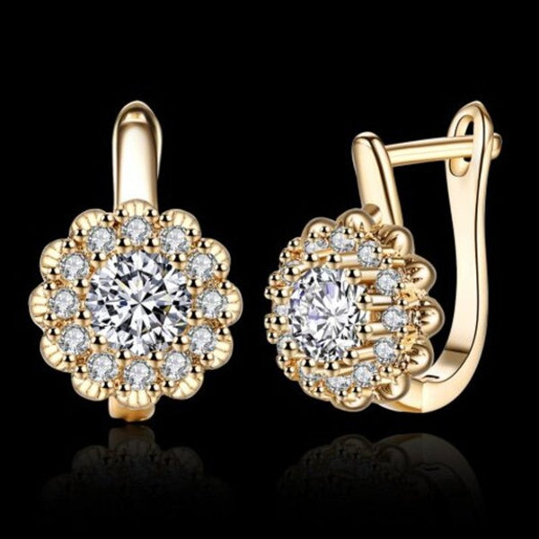 Earrings K Gold Zircon Earring Buckle Romantic Diamond Set Clip Champagne