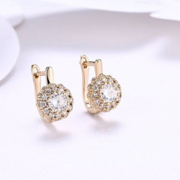 Earrings K Gold Zircon Earring Buckle Romantic Diamond Set Clip Champagne