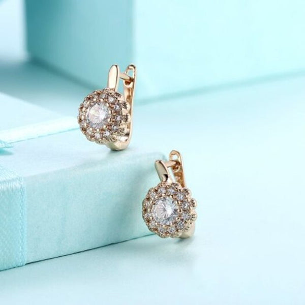 Earrings K Gold Zircon Earring Buckle Romantic Diamond Set Clip Champagne