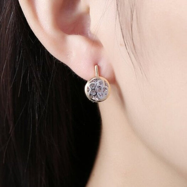 Earrings K Gold Zircon Earring Pattern Hollow Diamond Set Romantic Wind Clip Champagne