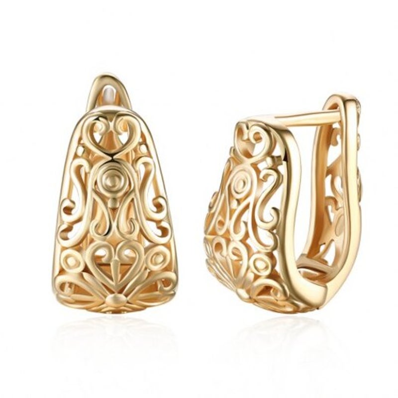 Earrings K Gold Zircon Earring Pattern Hollow Romantic Wind Clip