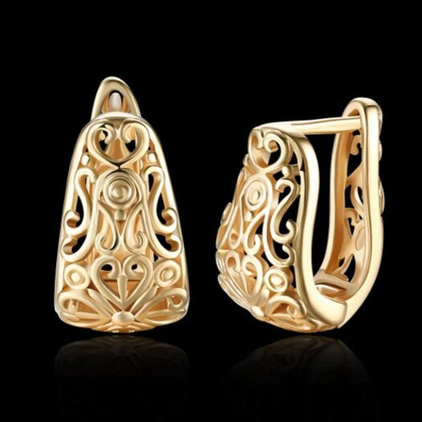 Earrings K Gold Zircon Earring Pattern Hollow Romantic Wind Clip