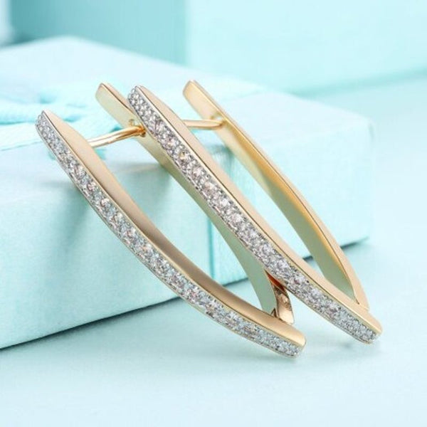 Earrings K Gold Zircon Earring Single Row Diamond Set Romantic Wind Clip Champagne