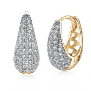 Earrings K Gold Zircon Earring Teardrop Shaped Diamond Insert Romantic Wind Clip Champagne