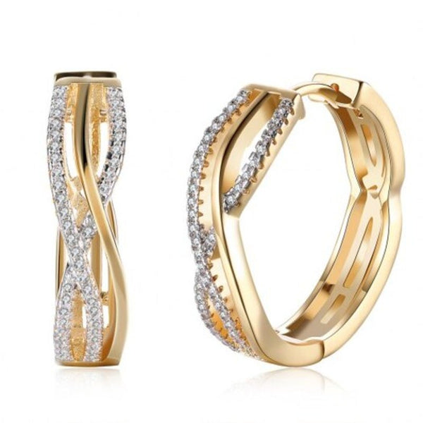 Earrings K Gold Zircon Earring Wire Stripe Diamond Studded Romantic Wind Champagne