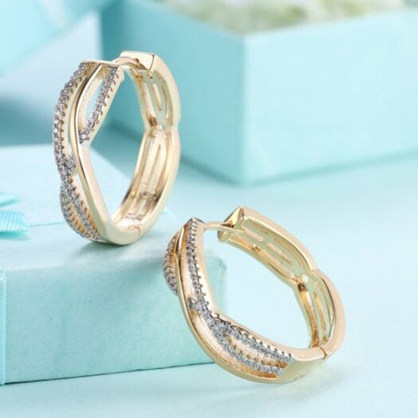 Earrings K Gold Zircon Earring Wire Stripe Diamond Studded Romantic Wind Champagne