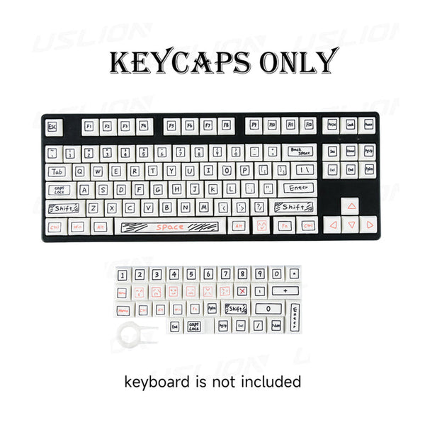 Keyboards & Keypads Keycap Keyboard White Notes Theme 125 Anime Keys Mechanical Keycaps For Keyboards