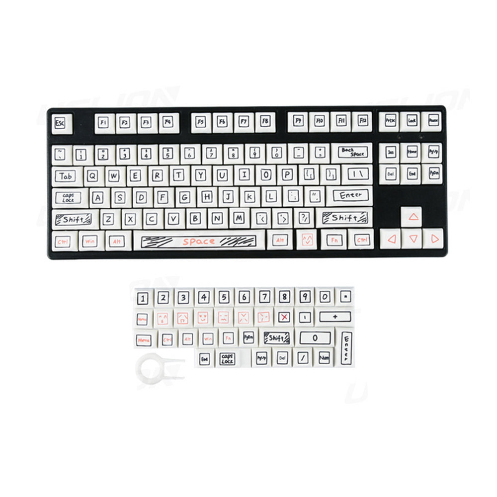 Keyboards & Keypads Keycap Keyboard White Notes Theme 125 Keys Mechanical Custom Anime