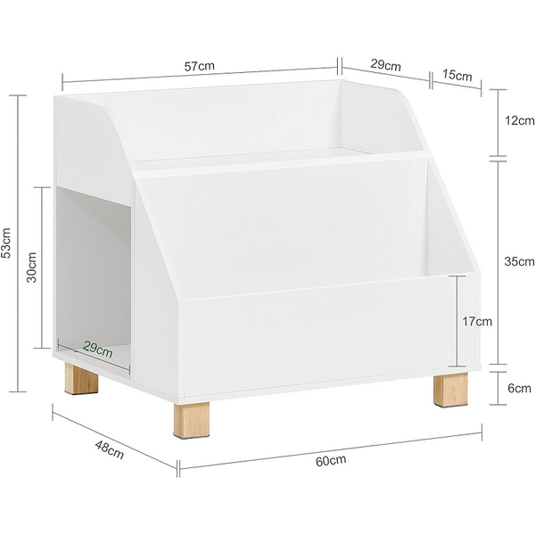 Bookshelves Kids Storage Bookcase 3 Compartments, White