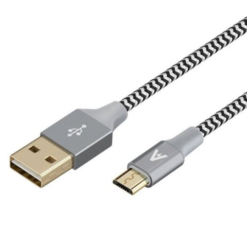 Micro Usb Cable Nylon Braided Data With Reversible Connector Platinum 1Pc