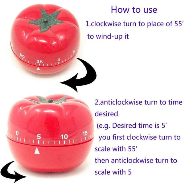 Timers Kitchen Craft Mechanical Wind Up 60 Minutes 360 Degree Rotating Tomato Shape Cooking