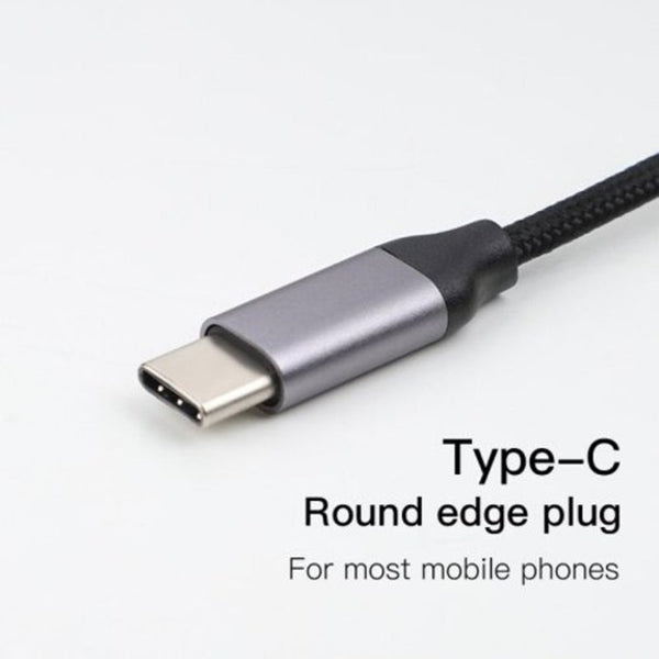 Type C To 3.5Mm Jack Earphone Cable Headphone Audio Adapter For Huawei Xiaomi Dark Gray