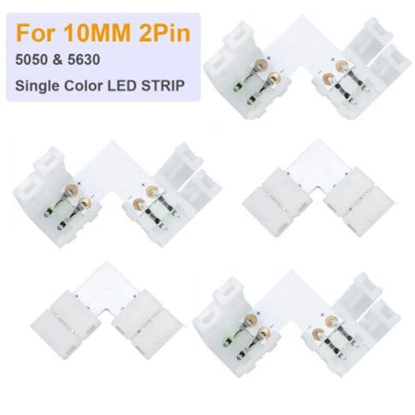 L Shape Connector 5 Pack Right Angle Corner Solderless Connectorfor 3528 5050 Smd Led Strip Lights 10Mm 2Pin