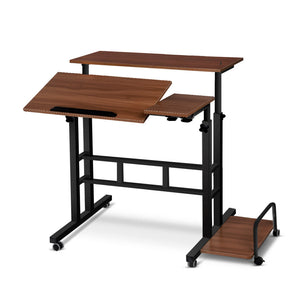 Laptop Desks Artiss Twin Laptop Table Desk Dark Wood