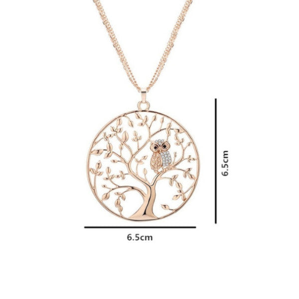 Lady's Necklace Fashion Hollow Life Tree Sweater Chain Gold