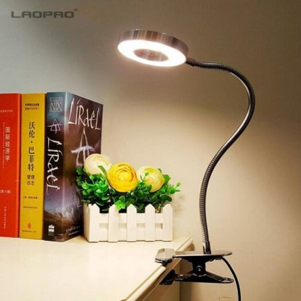 Led Clip Desk Lamp Flexible 3000K 4000K 6000K 10 Level Dimming Book Light Black