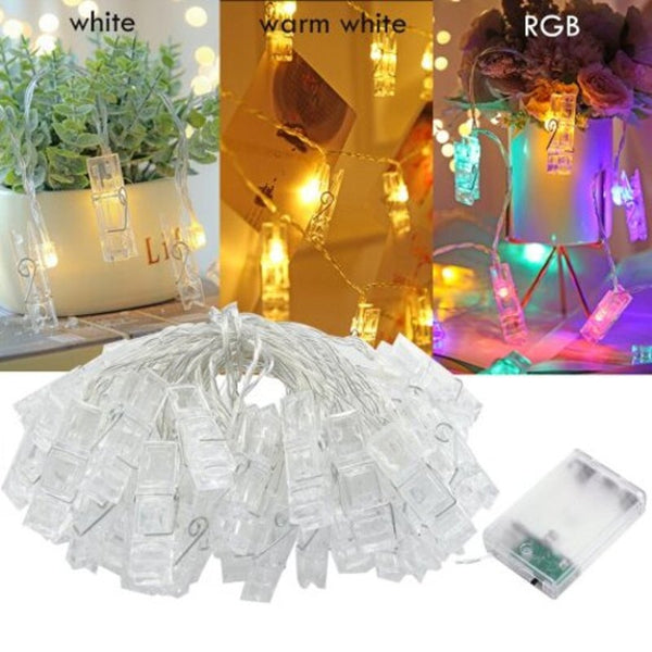 String Lights Photo Clip Holder Led String Light For Year Christmas Wedding Birthday Party White 6M Battery