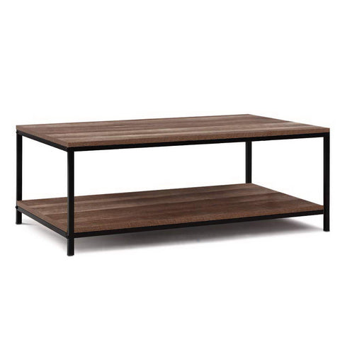 Coffee Tables Artiss Coffee Table Wooden Rustic Vintage Storage Shelf Metal Frame Black