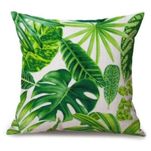 Cushions & Decorative Pillows Leaf Printed Sofa Seat Cushion Linen Pillow Case Moss