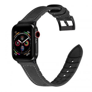 Watch Bands Leather Silicone Watch Band Wrist Strap For Apple Series 1 2 3 4 42Mm 44Mm Black