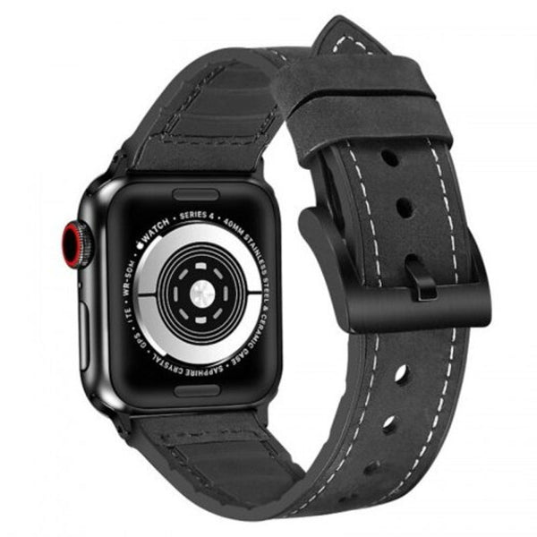 Watch Bands Leather Silicone Watch Band Wrist Strap For Apple Series 1 2 3 4 42Mm 44Mm Black