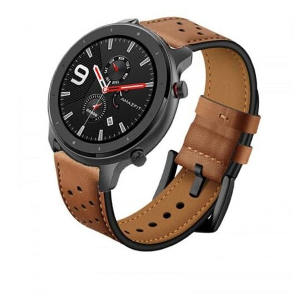 Watch Bands Leather Wrist Strap Watch Band For Huami Amazfit Gtr 47Mm / Pace Stratos 2 2S Brown