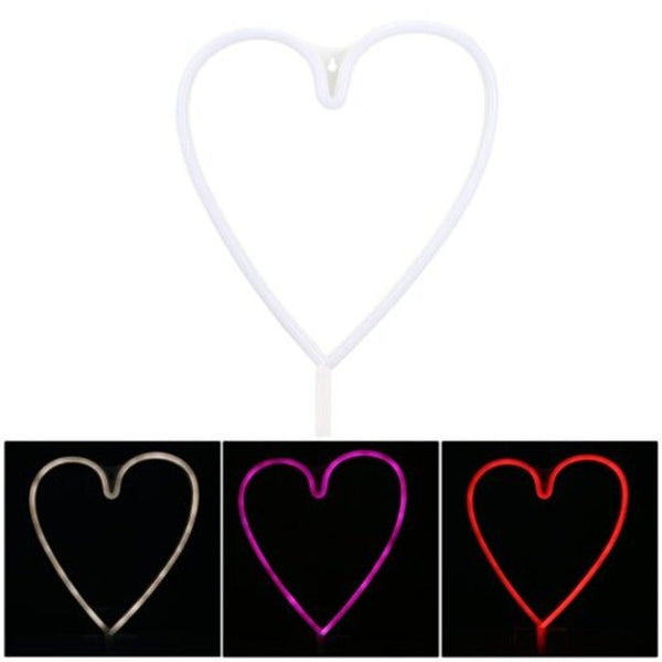 Night Lights Led Heart Shape Neon Light Wall Lamp Holiday Decorations Red Usb Powered