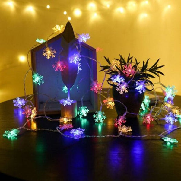 Seasonal Decorations Led Snowflakes String Lights Battery Powered Hanging Ornaments Christmas Tree Home Decor 2M Warm White