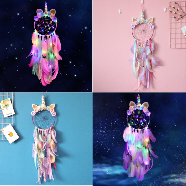 Wall Hangings Led Unicorn Dream Catcher Boho Kawaii Room Decoration Dreamcatcher