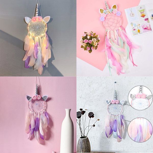 Wall Hangings Led Unicorn Dream Catcher Boho Kawaii Room Decoration Dreamcatcher