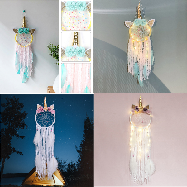 Wall Hangings Led Unicorn Dream Catcher Boho Kawaii Room Decoration Dreamcatcher