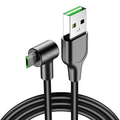 Pvc Elbow Android Mirco Usb Fast Charging Cable Black 1M
