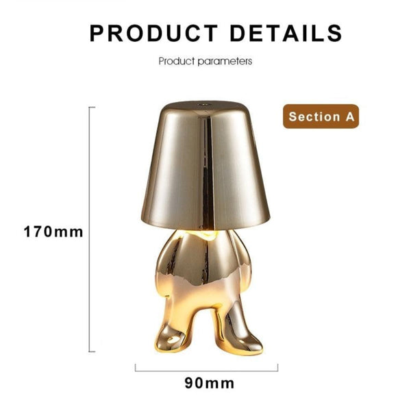 Lamps Hotel Lightning Lamp Rechargeable Gold Little Man Laying Side Position Table