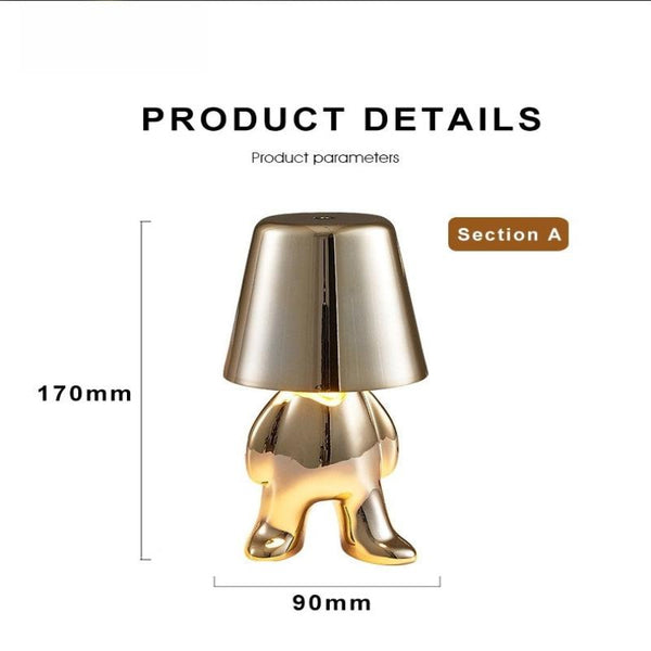 Lamps Rechargeable Gold Little Man Thinking Position Table Lamp Touch Switch Led Night Light