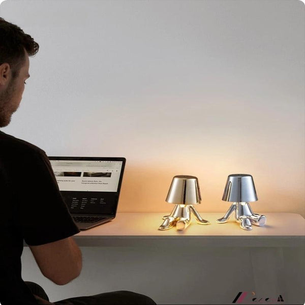 Lamps Rechargeable Gold Little Man Thinking Position Table Lamp Touch Switch Led Night Light