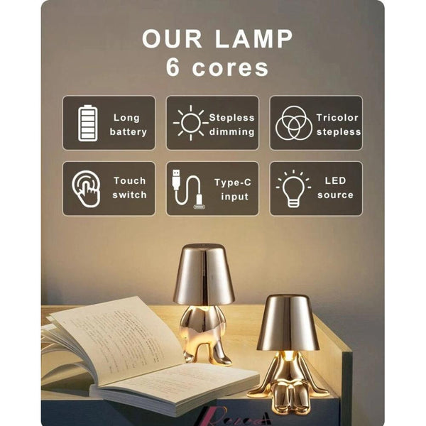 Lamps Hotel Lightning Lamp Rechargeable Gold Little Man Laying Side Position Table