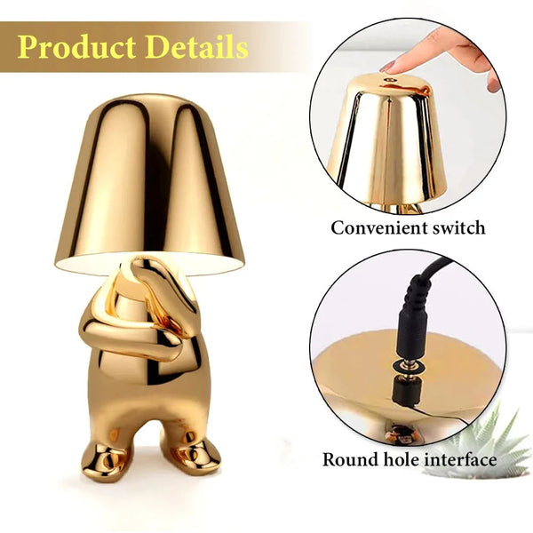 Lamps Hotel Lightning Lamp Rechargeable Gold Little Man Sitting Position Table