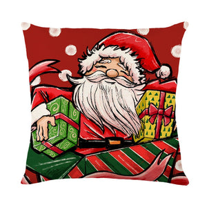 Cushion Covers Linen Print Santa Claus Pillow Cover For Living Room Sofa Home And Bedroom Decor