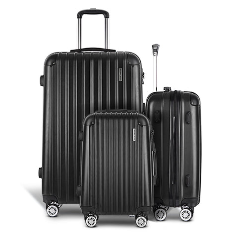 Luggage Sets Wanderlite 3Pcs Luggage Trolley Set Travel Suitcase Hard Case Carry On Bag Black