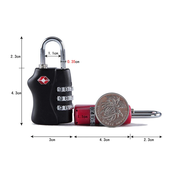 Padlocks 3 Digit Combination Suitcase Luggage Bag Code Lock Padlock Black