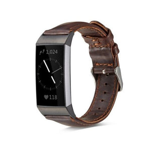 Watch Bands Luxury Genuine Leather Strap For Fitbit Charge3 Wrist Band Brown