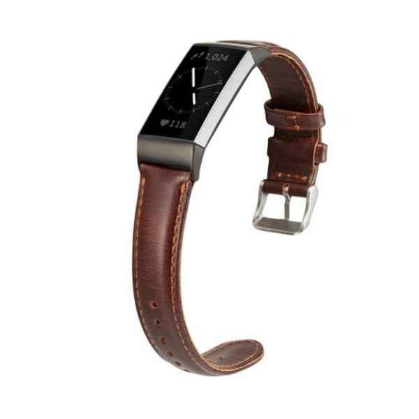 Watch Bands Luxury Genuine Leather Strap For Fitbit Charge3 Wrist Band Brown