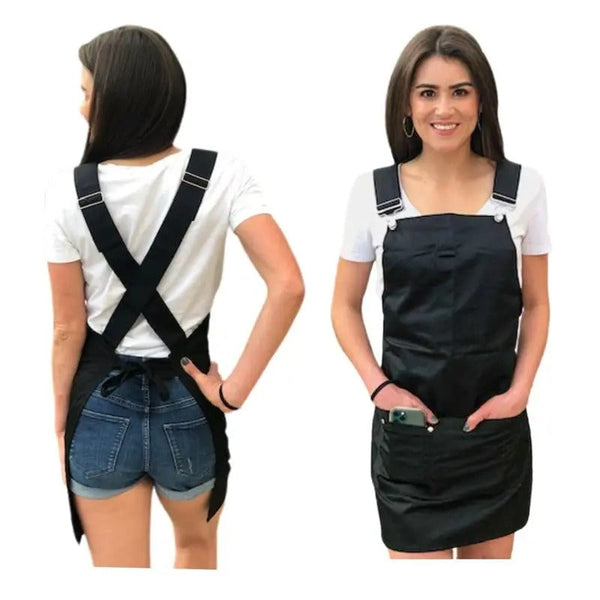 Aprons Work Apron Black Collection Cross Back With Large Pockets Adjustable Straps For Professionals